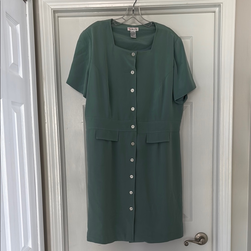 Vintage Green Button-Down Dress